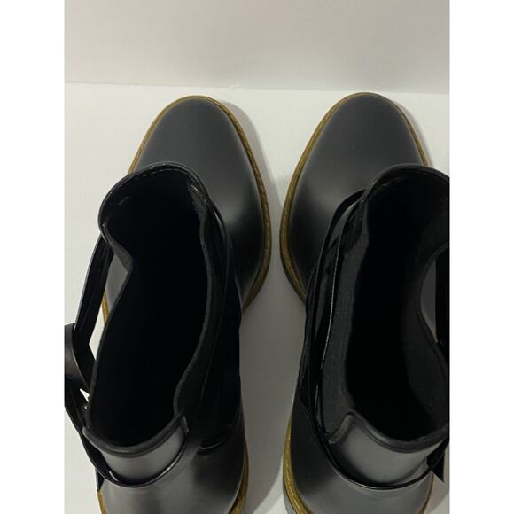 NWOB COLCCI Womens 8/9 Black Rubber Chelsea Boots Ankle Wrap Detail Riding Rain - Picture 5 of 6